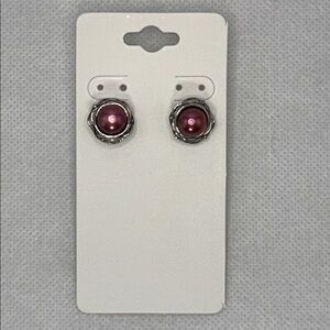 NWOT Sterling Silver White Mobe Pearl Freeform Button Earrings
